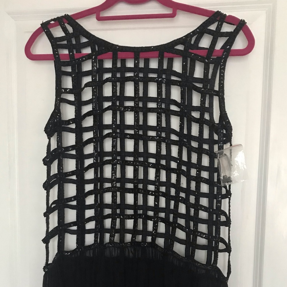 FREE PEOPLE NWOT Black sequin cross hatched dress